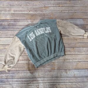 SHEIN Tween Girl Letter Graphic Color Block Drop Shoulder Sweatshir